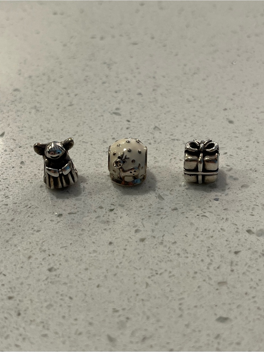 Pandora Silver Holiday Charm Set (Angel, Reindeer and Gift)
